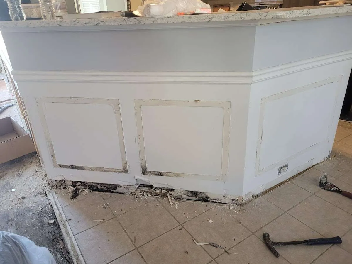 Water damage and mold on kitchen during Storm Damage Restoration in Berlin